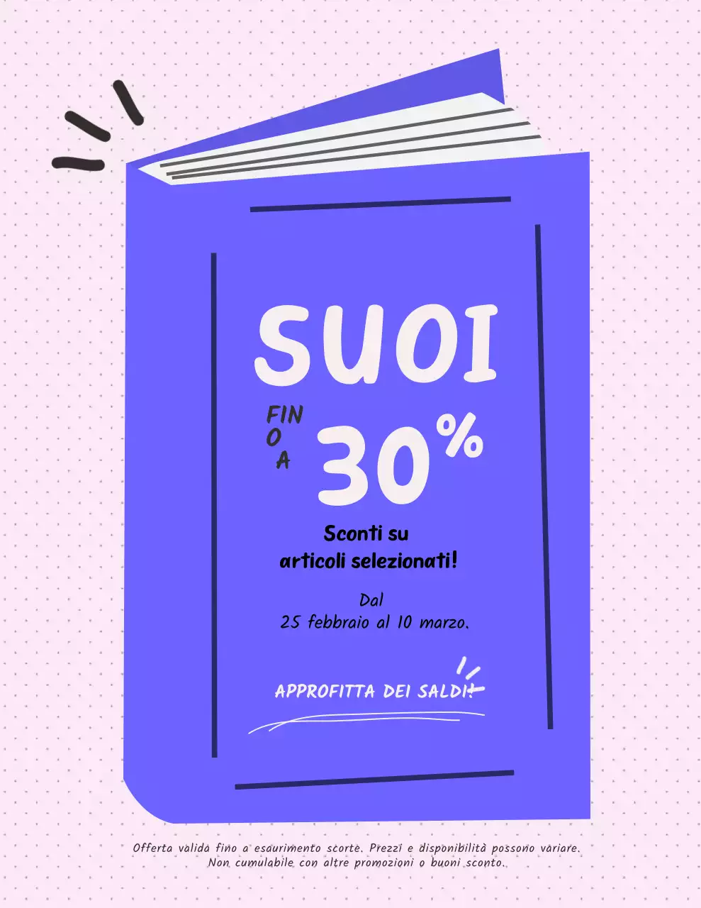 Manifesto promozionale di vendita semplice viola