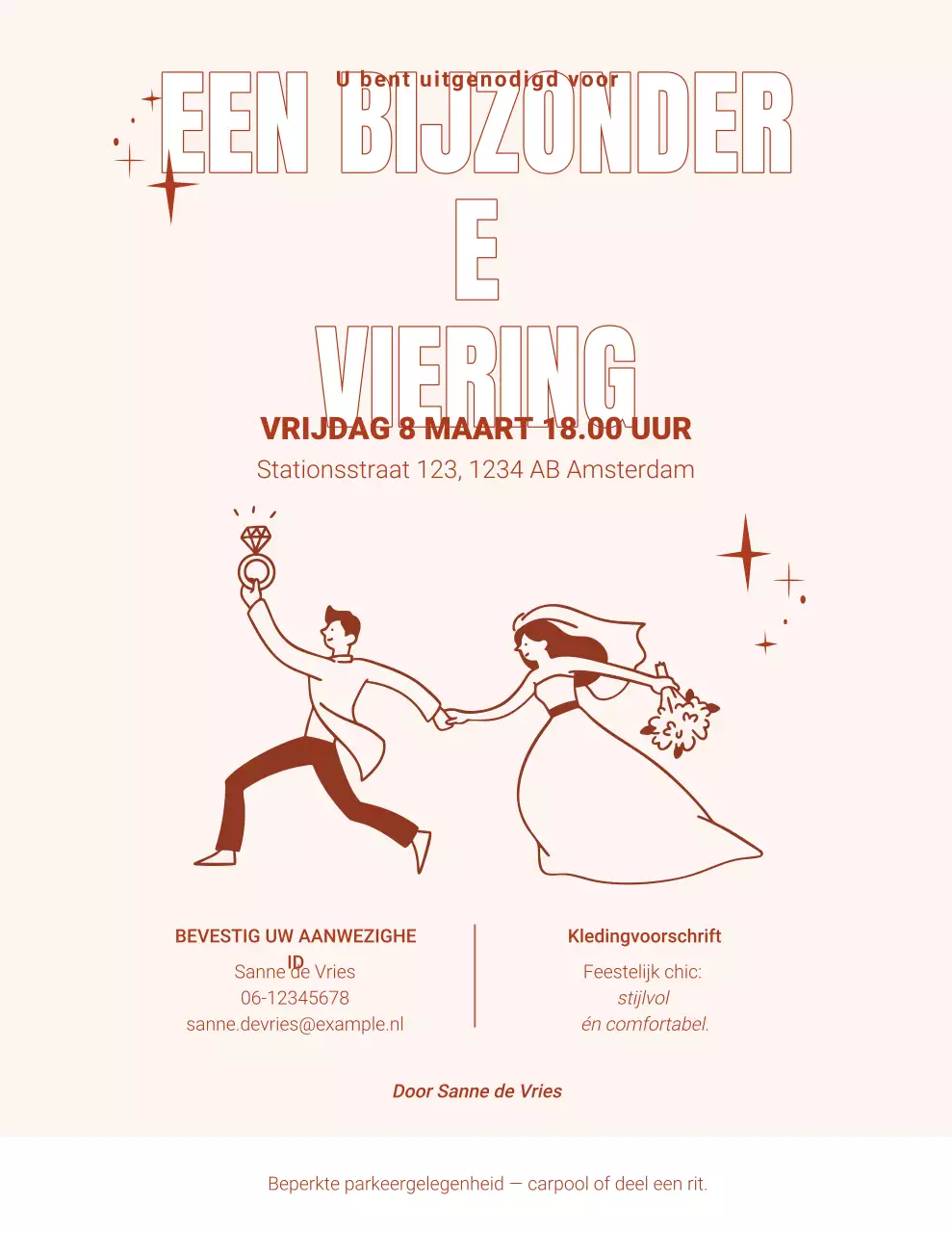 Perzik Minimalistische Speciale Uitnodiging