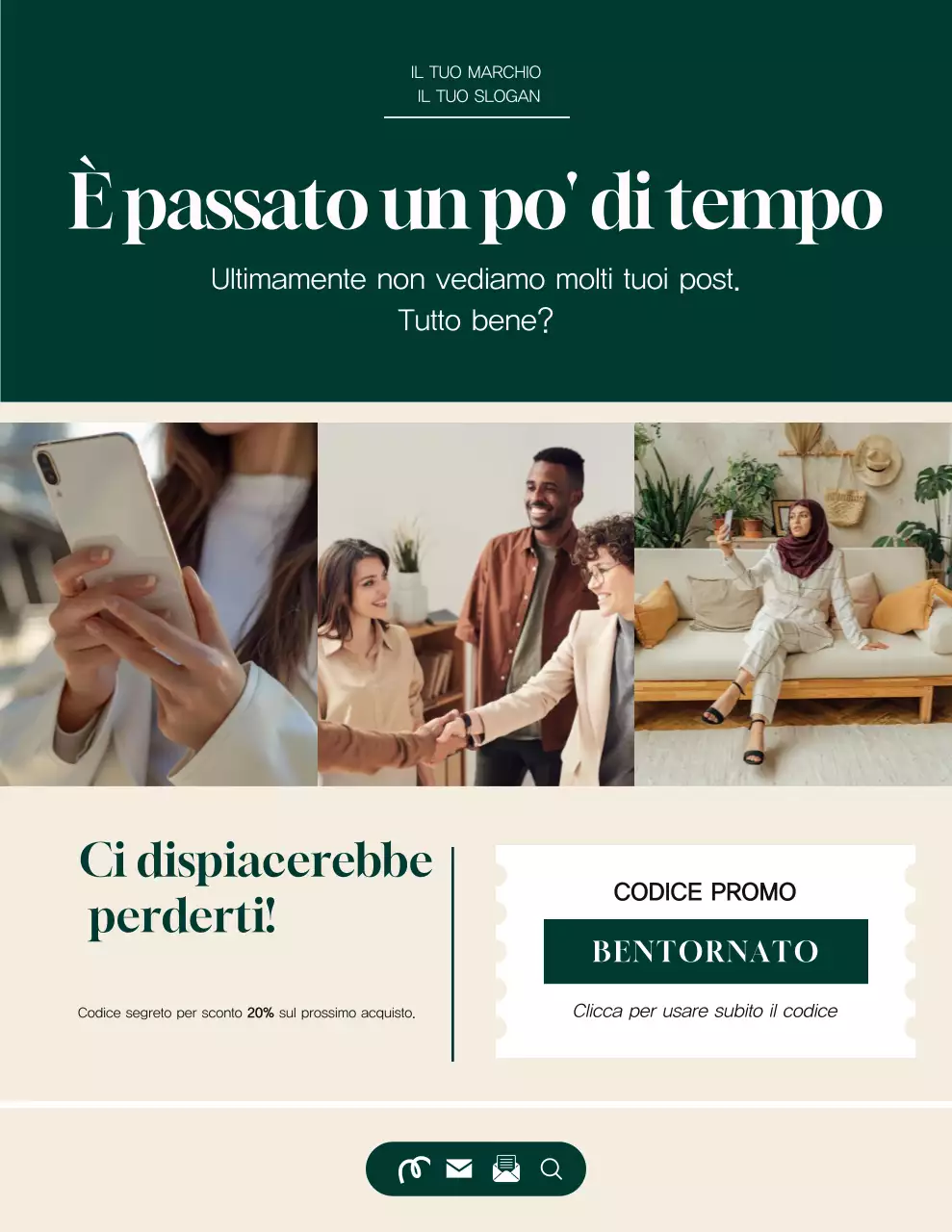 Lettera di promemoria professionale minimale verde e beige per la campagna