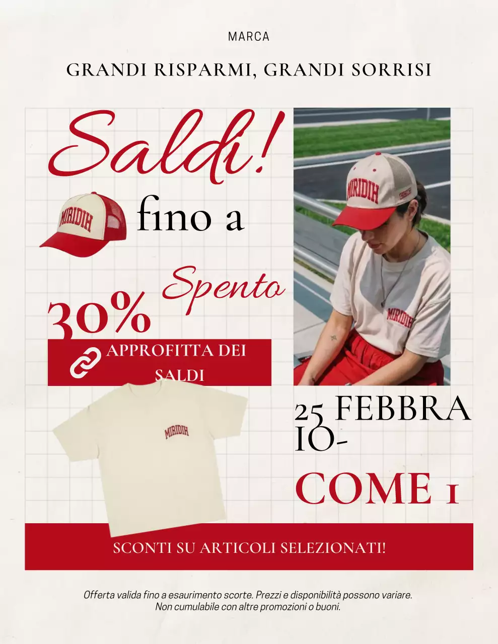 Manifesto promozionale della moda moderna rossa