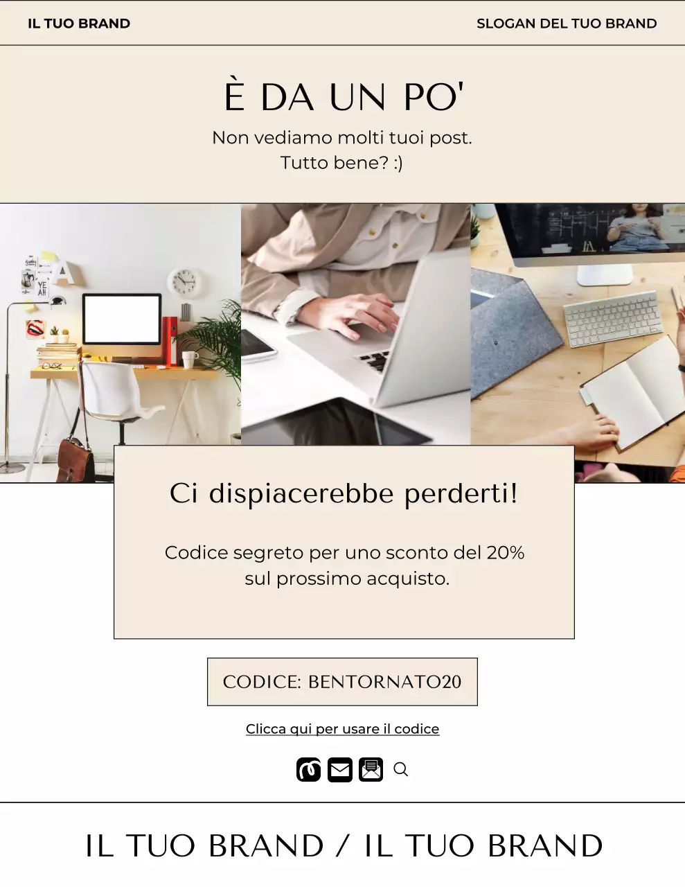 Lettera di promemoria per la campagna di vendita al dettaglio minimale beige e bianca