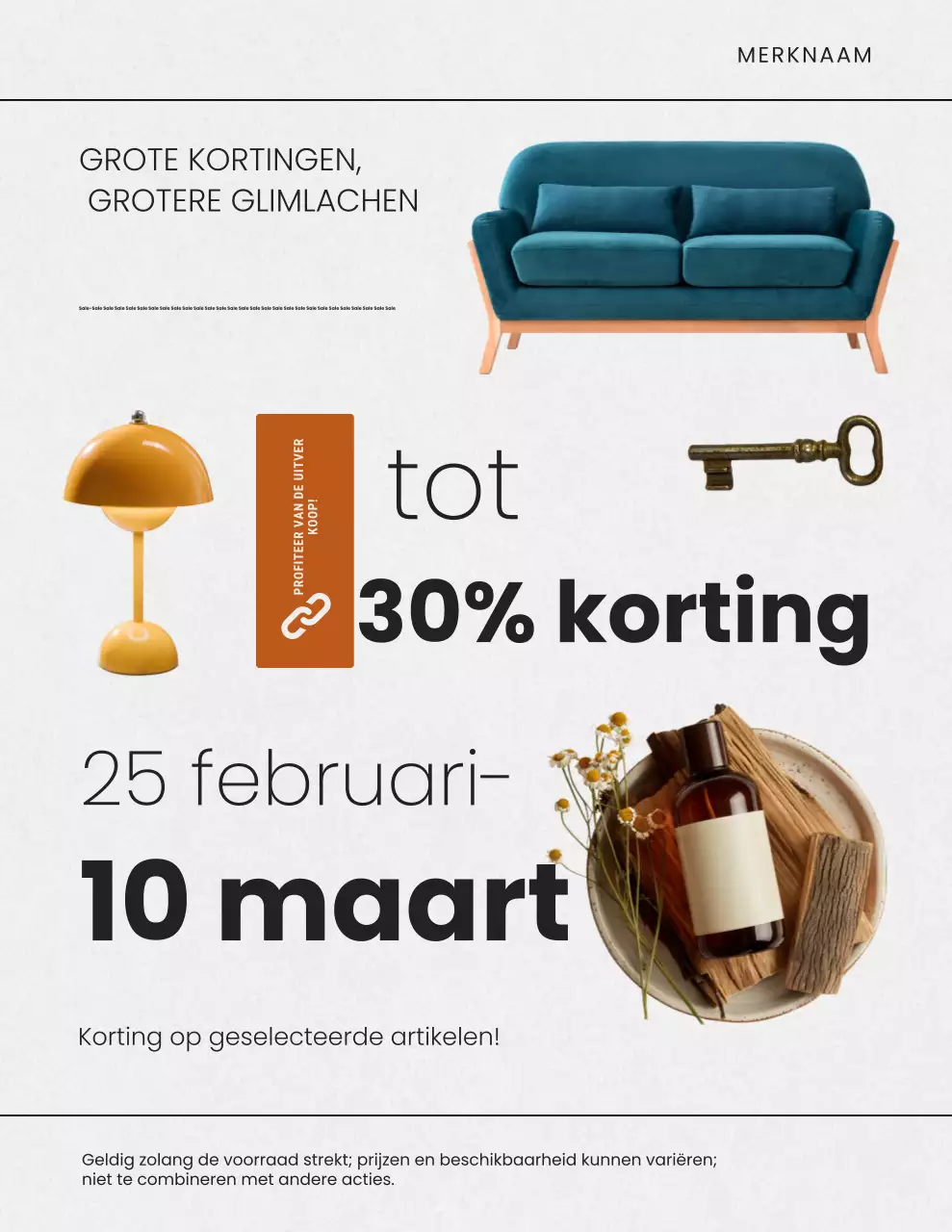 Beige moderne uitverkooppromotieposter