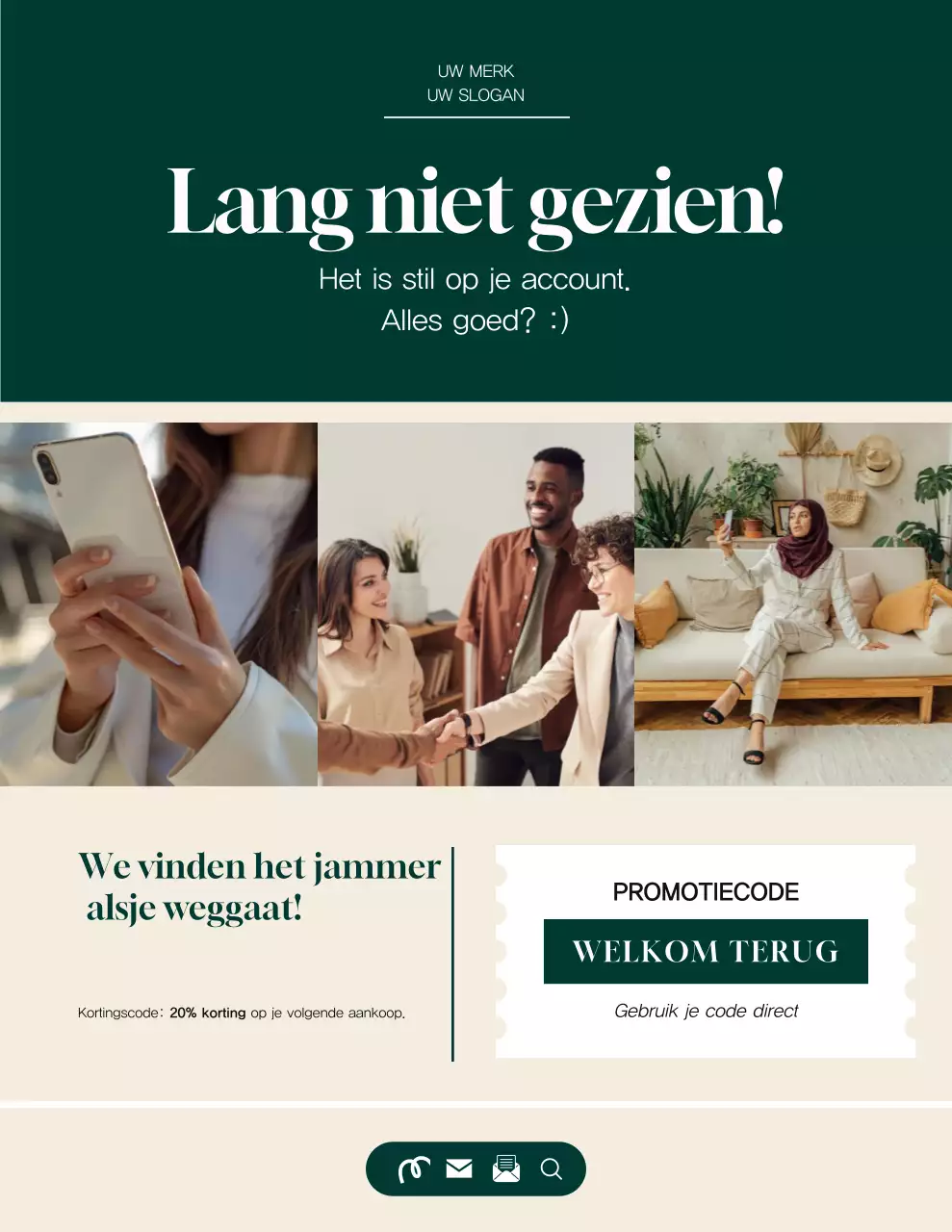 Groene en beige minimalistische professionele herinneringsbrief voor een campagne