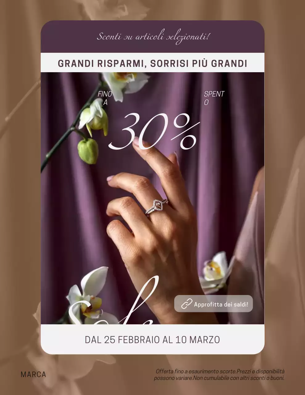 Poster promozionale elegante viola