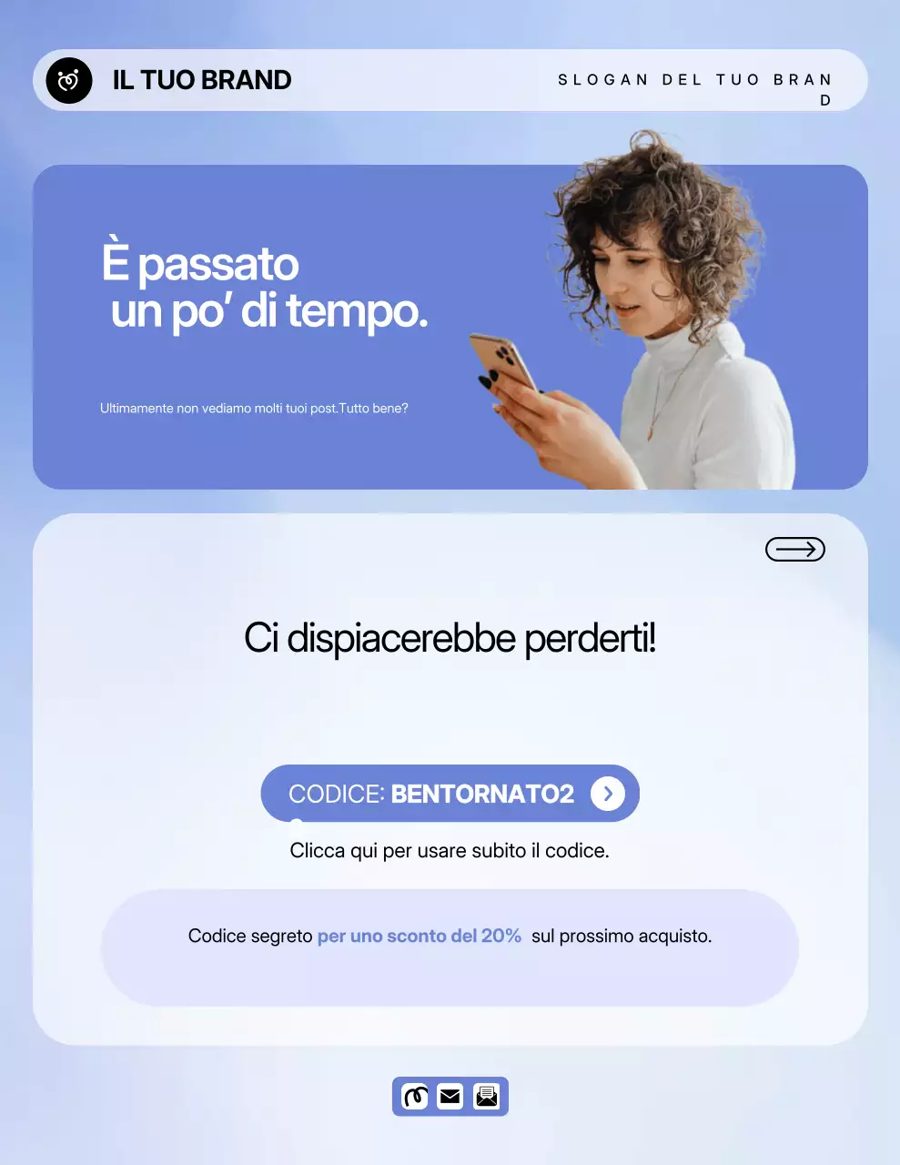 Poster promozionale moderno blu per i clienti