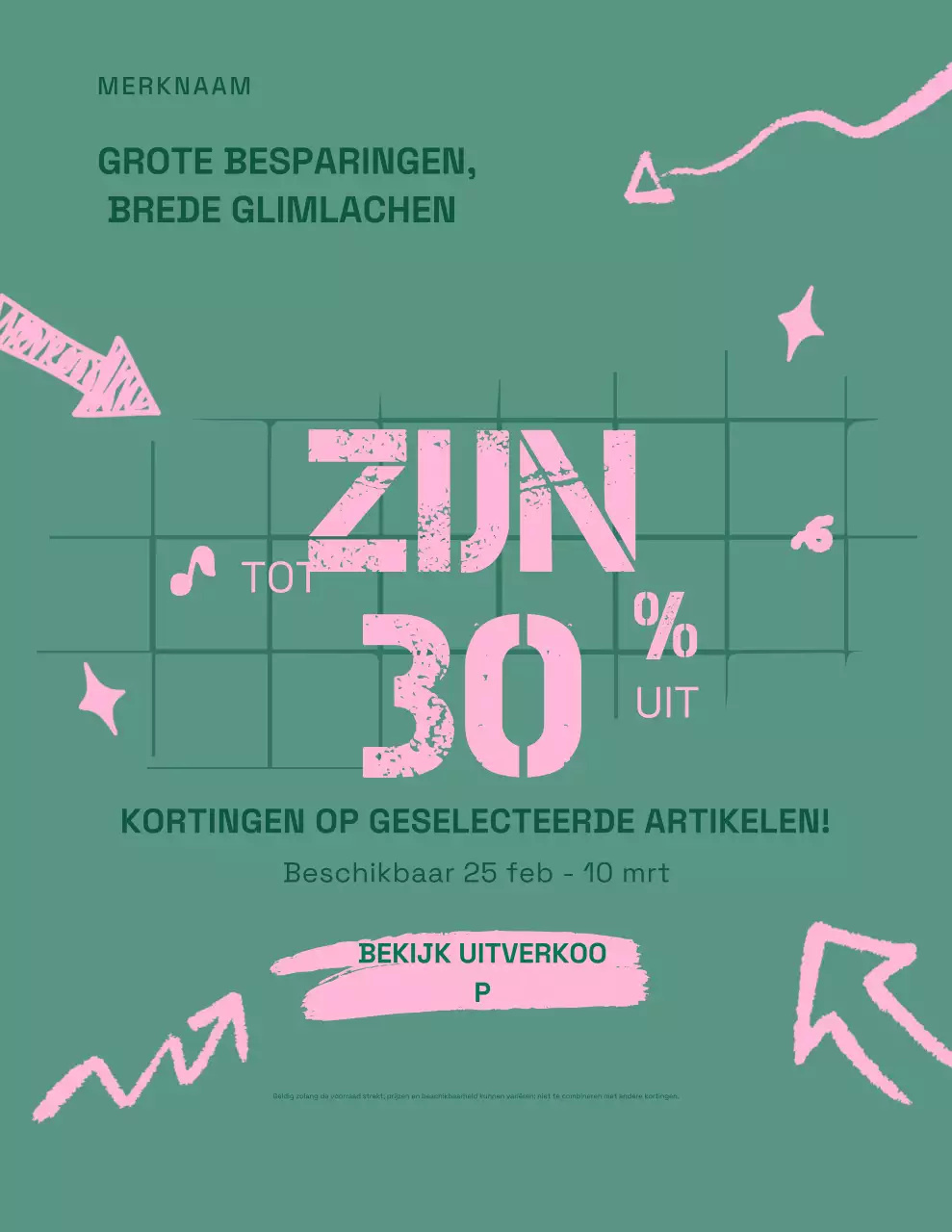 Groene en roze moderne verkooppromotieposter