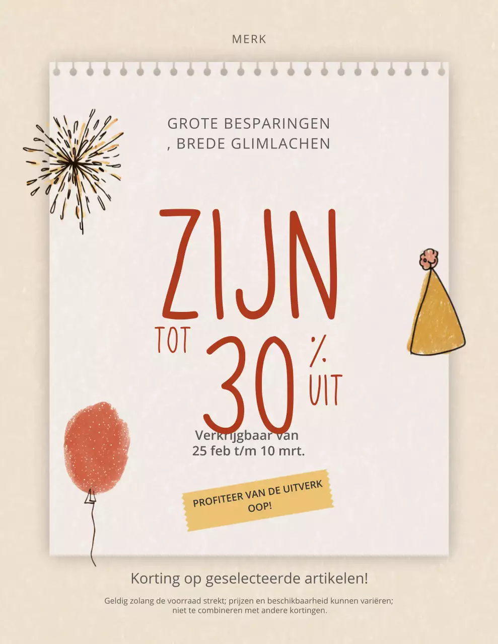 Beige Cozy Sale Promotieposter