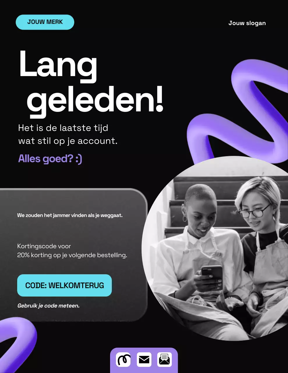 Zwarte moderne marketingpromotieposter