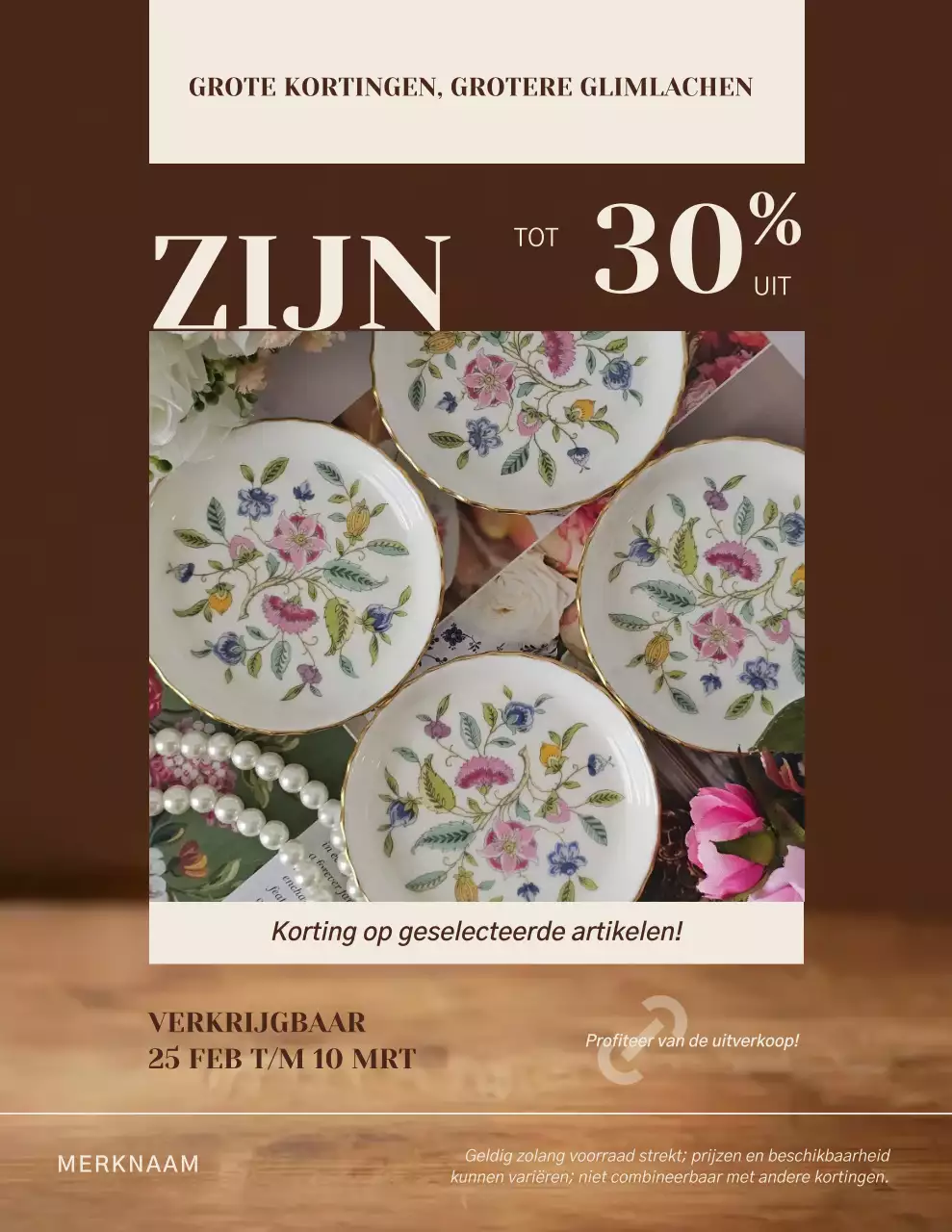 Bruine moderne verkooppromotieposter