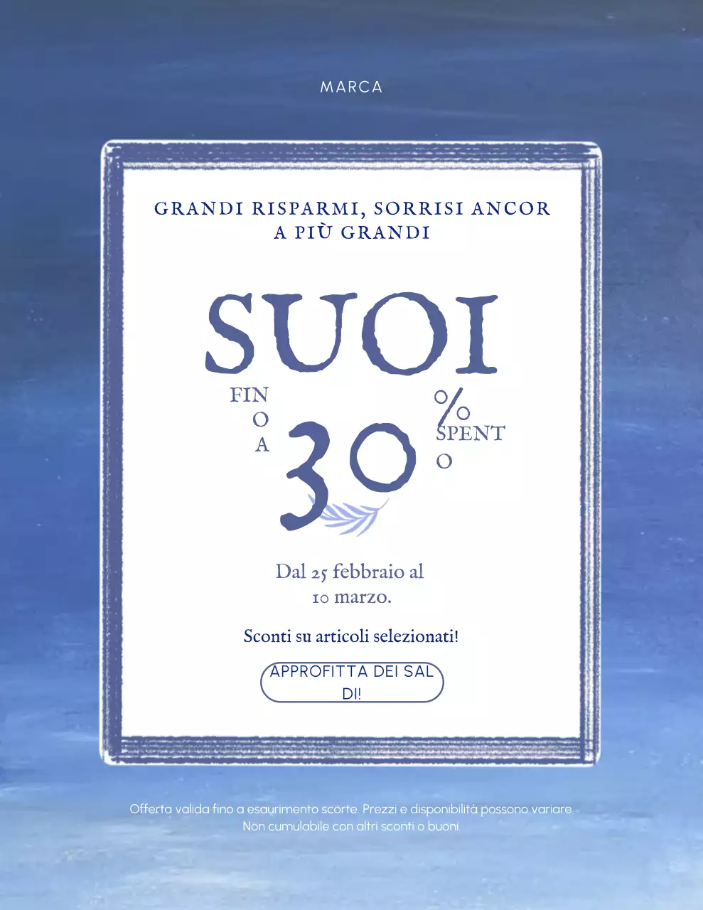 Manifesto promozionale di vendita moderna blu