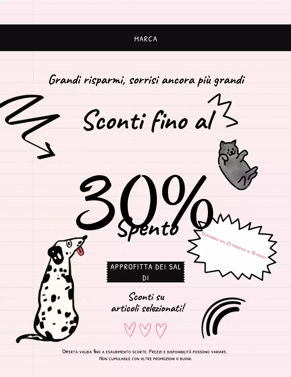 Manifesto promozionale di vendita giocosa rosa