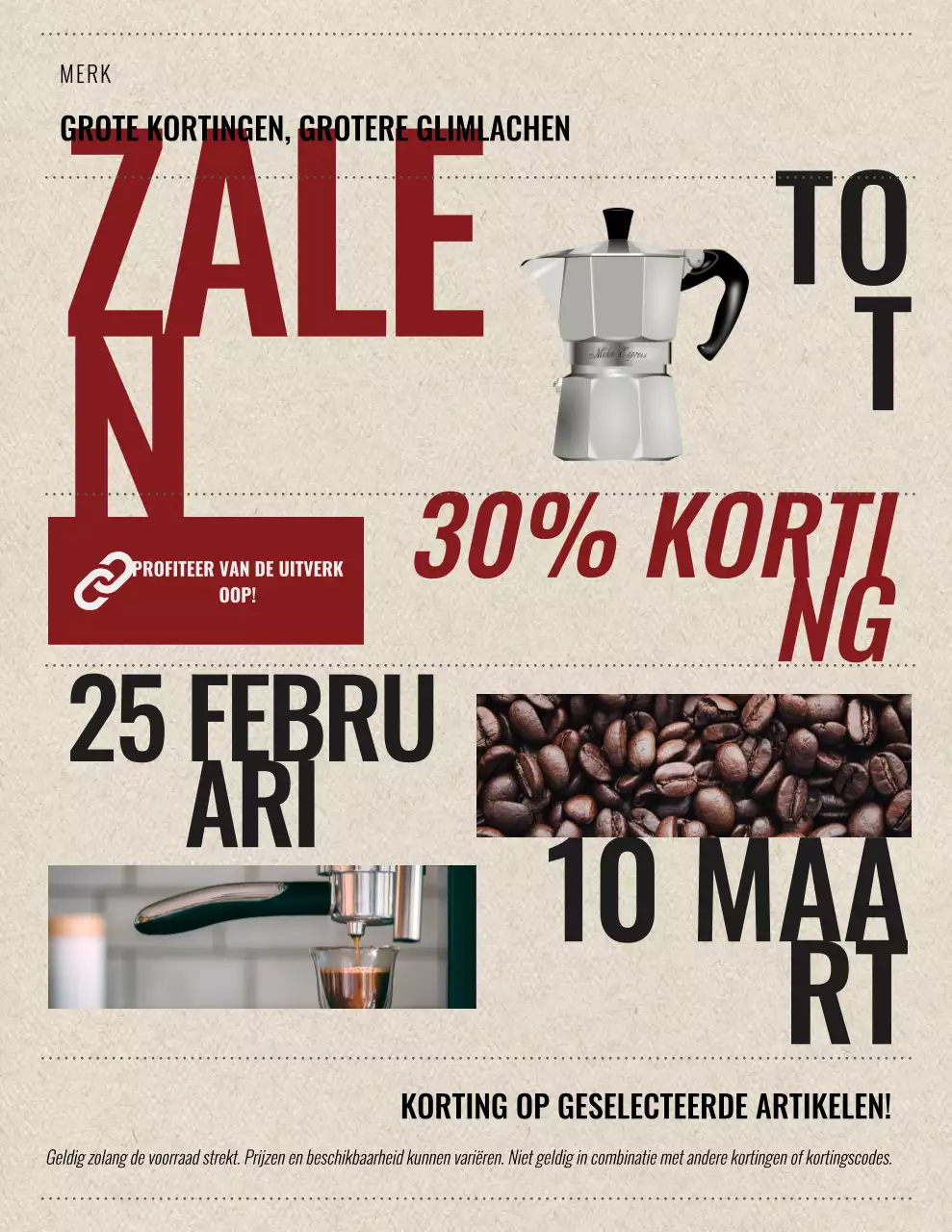 Beige Vintage Sale Promotieposter