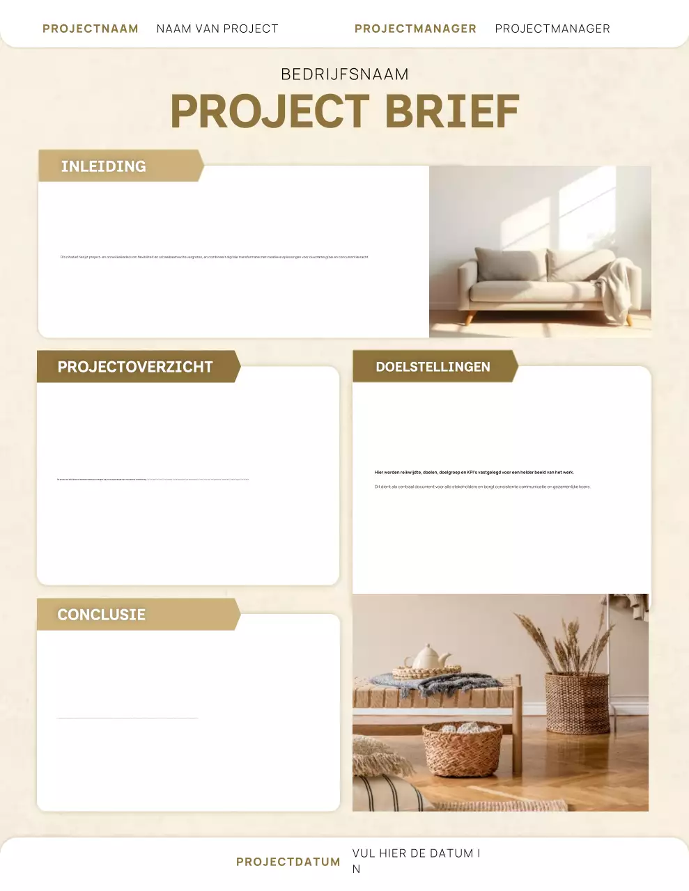 Beige, strakke, professionele projectbriefposter