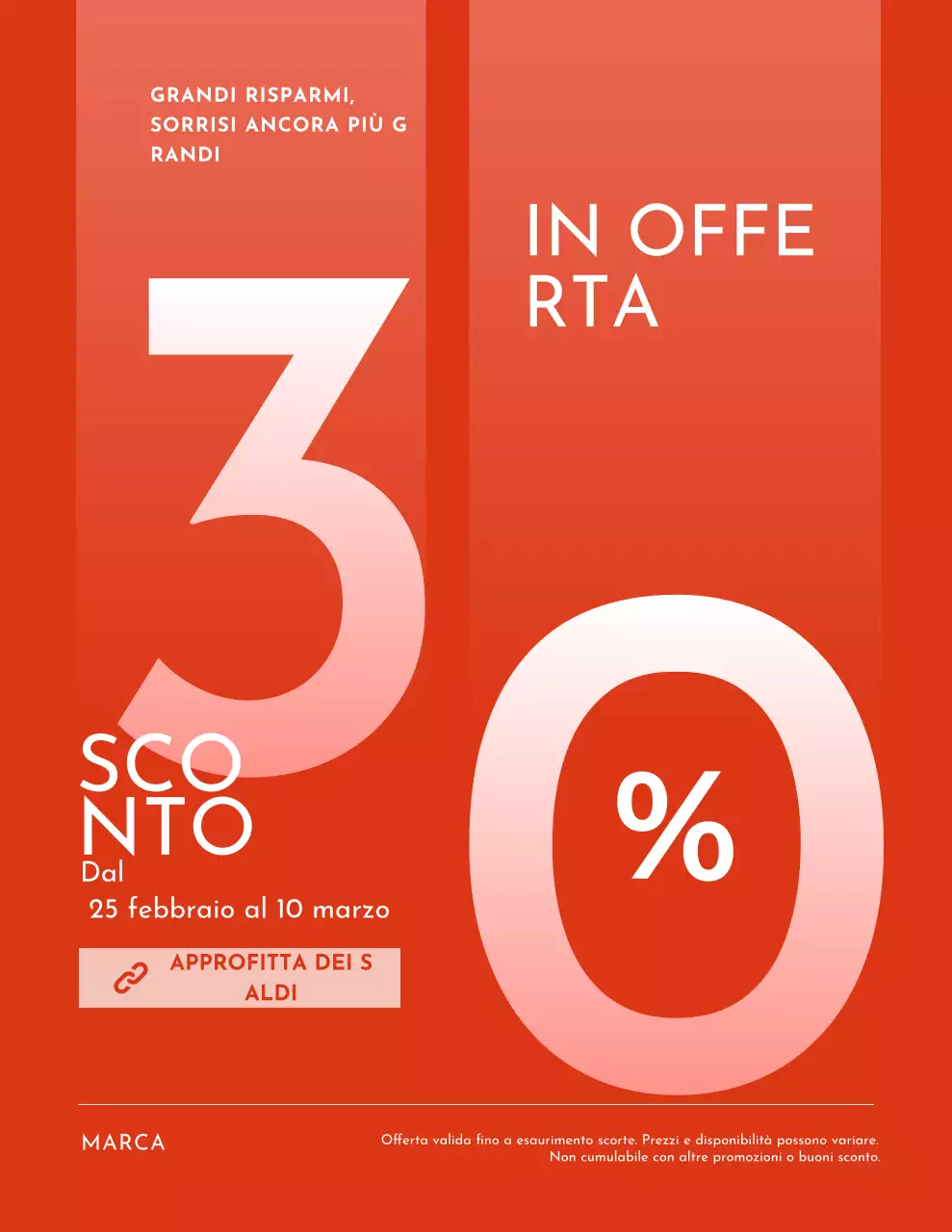 Poster promozionale delle vendite in grassetto rosso