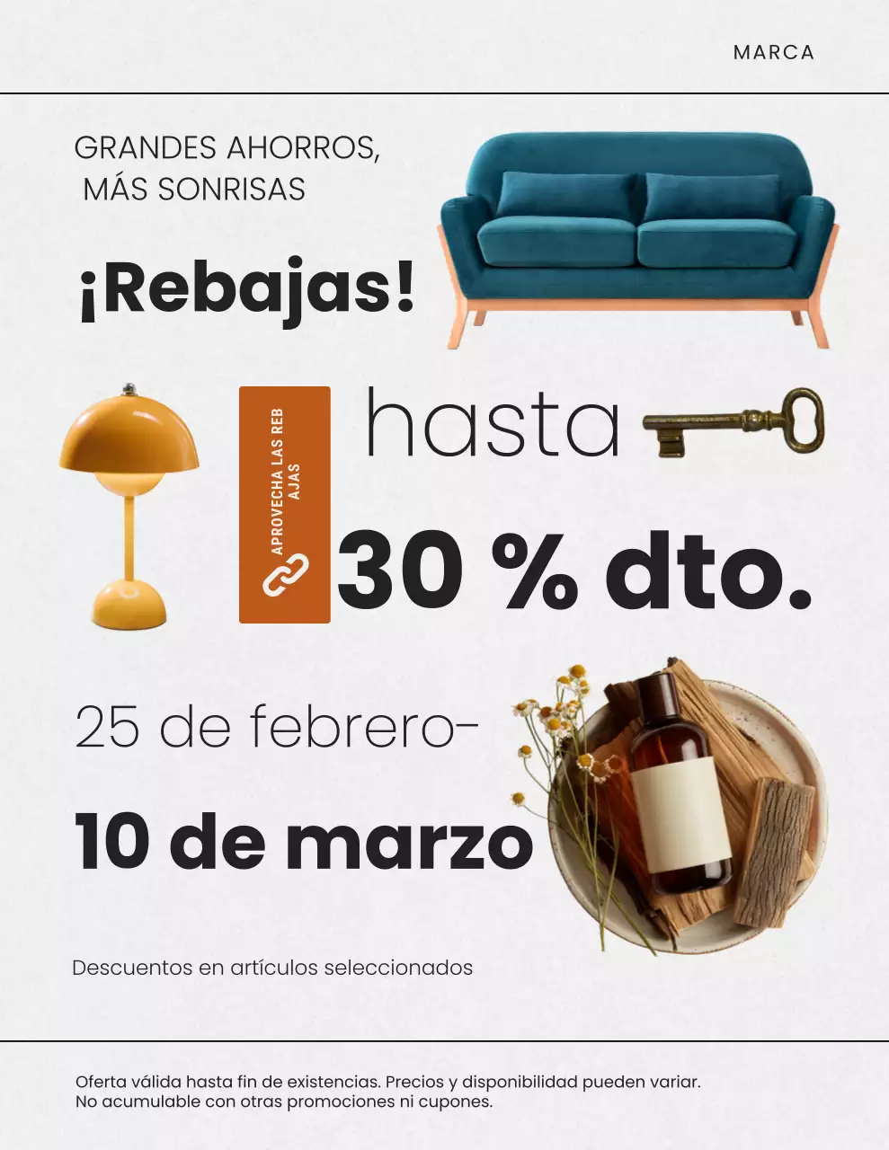 Cartel promocional de venta moderno beige