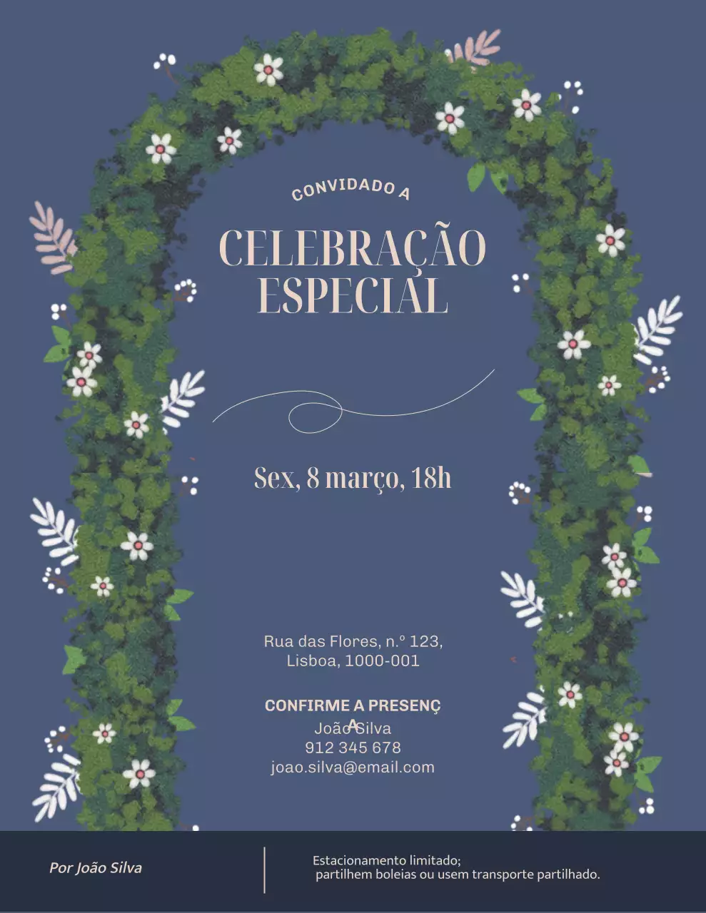 Convite Azul Elegante para Celebração