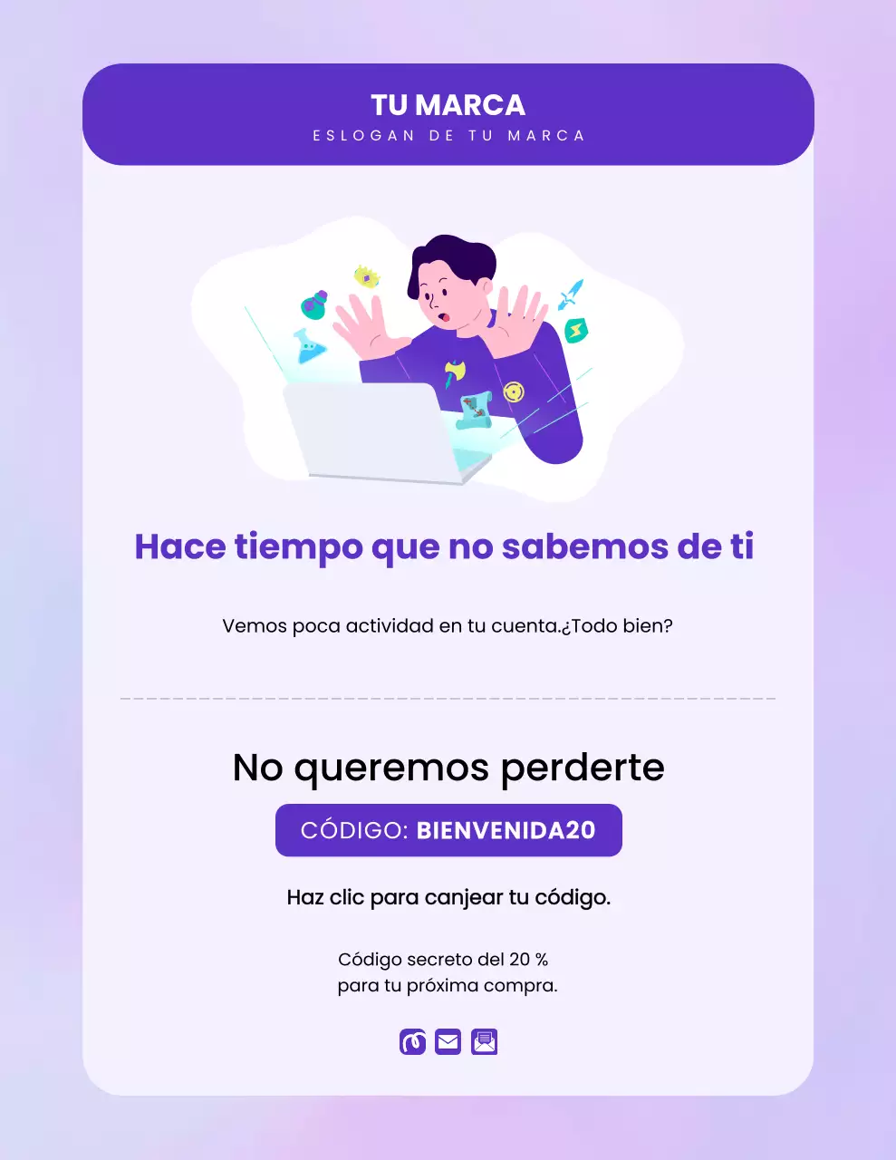 Póster de promoción de marketing moderno morado