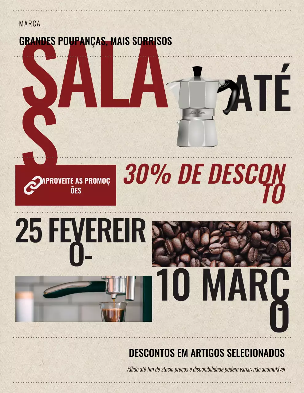 Pôster promocional vintage bege