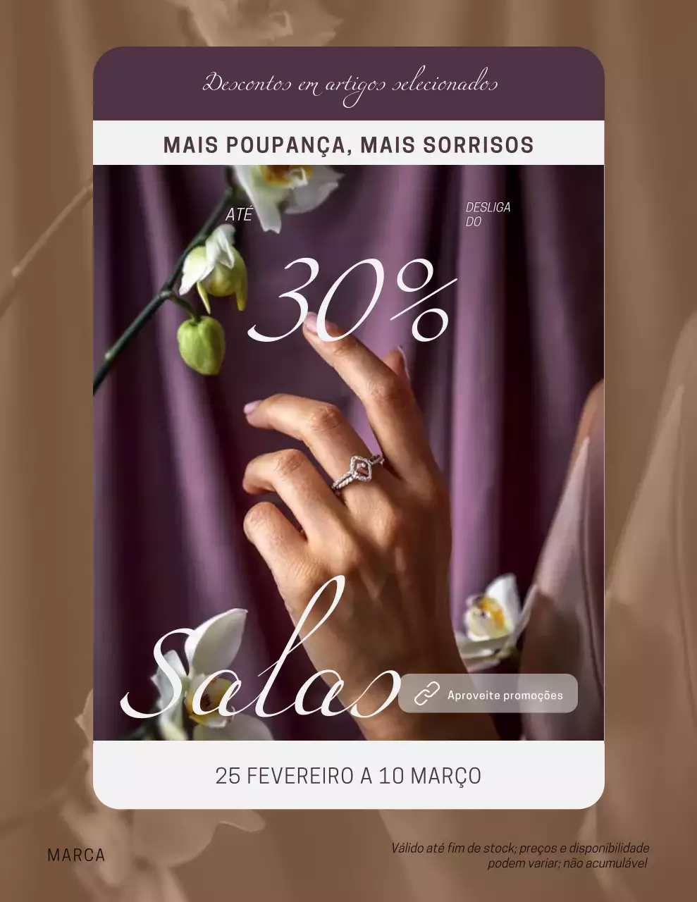 Pôster de Promoção de Vendas Elegante na Cor Roxa