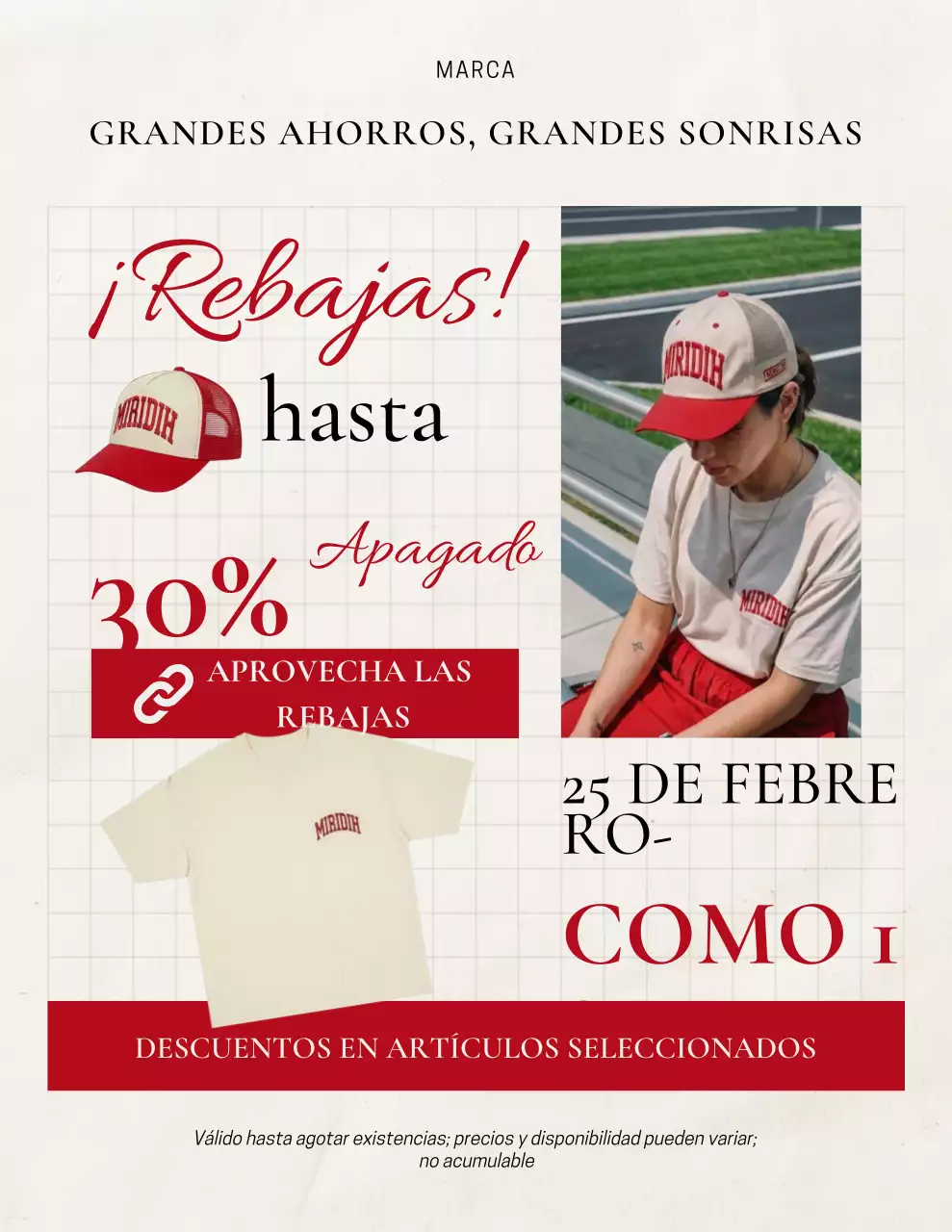 Cartel rojo de promoción de moda moderna