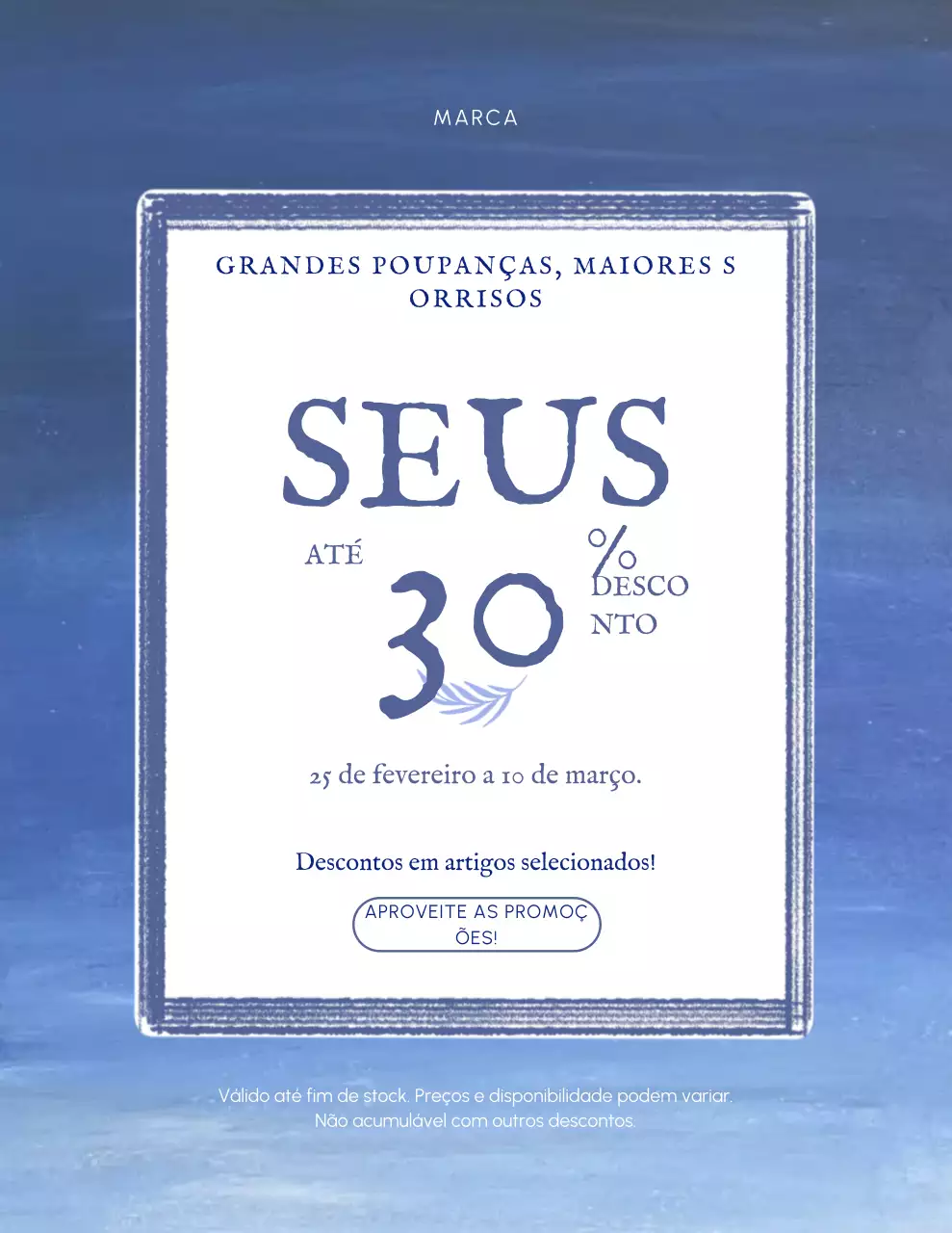 Pôster promocional moderno azul