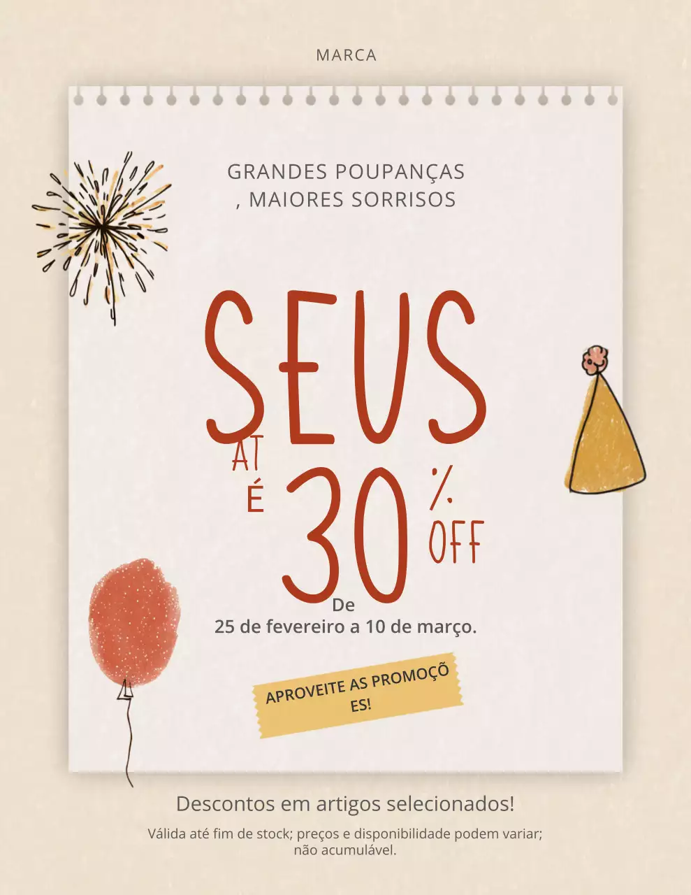 Pôster promocional aconchegante bege