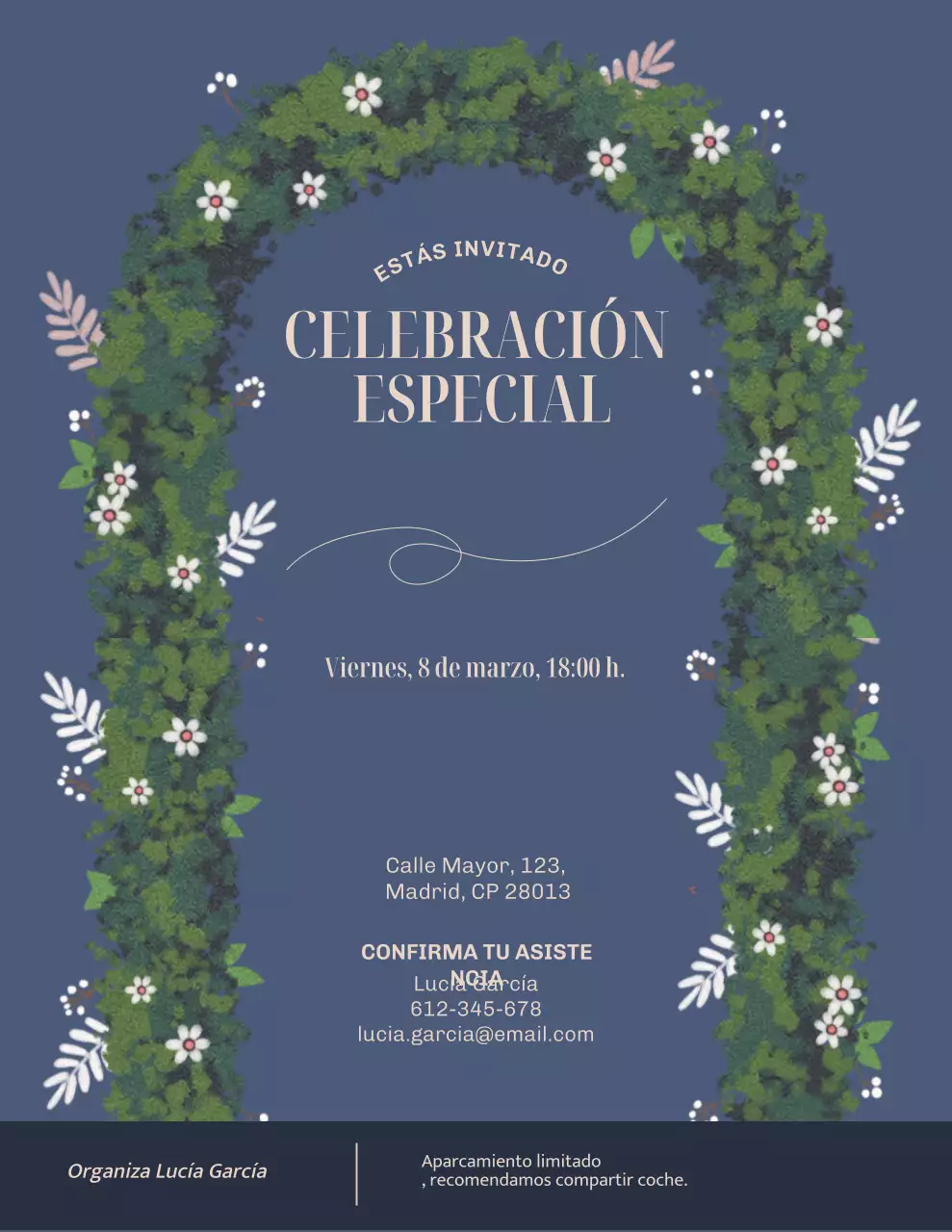 Invitación elegante de celebración azul