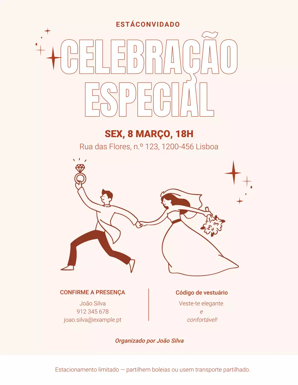 Convite especial minimalista em tons de pêssego