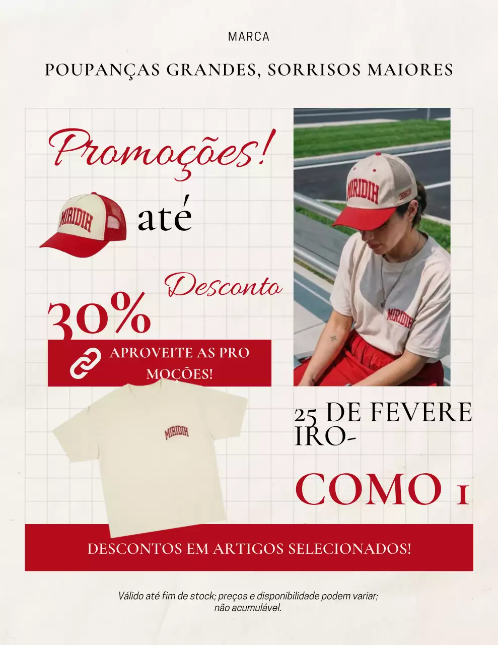 Pôster vermelho de promoção de moda moderna