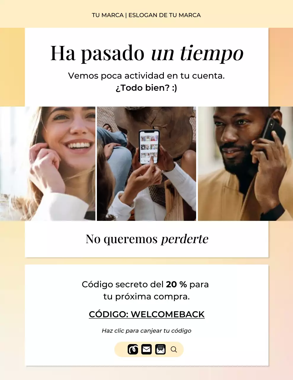 Carta recordatoria de campaña de marca moderna minimalista en amarillo y blanco