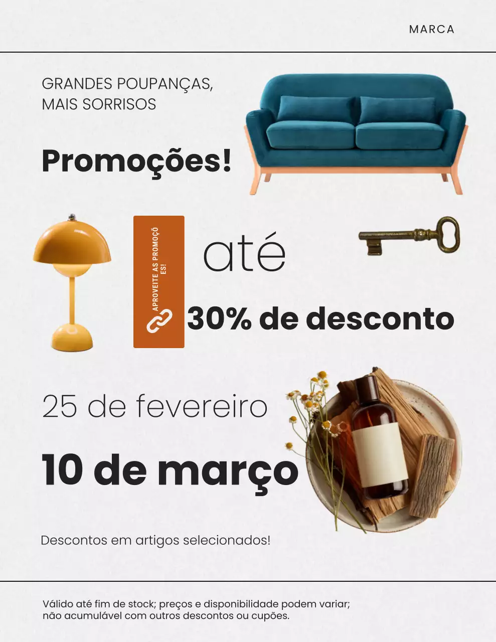 Pôster promocional moderno bege para venda