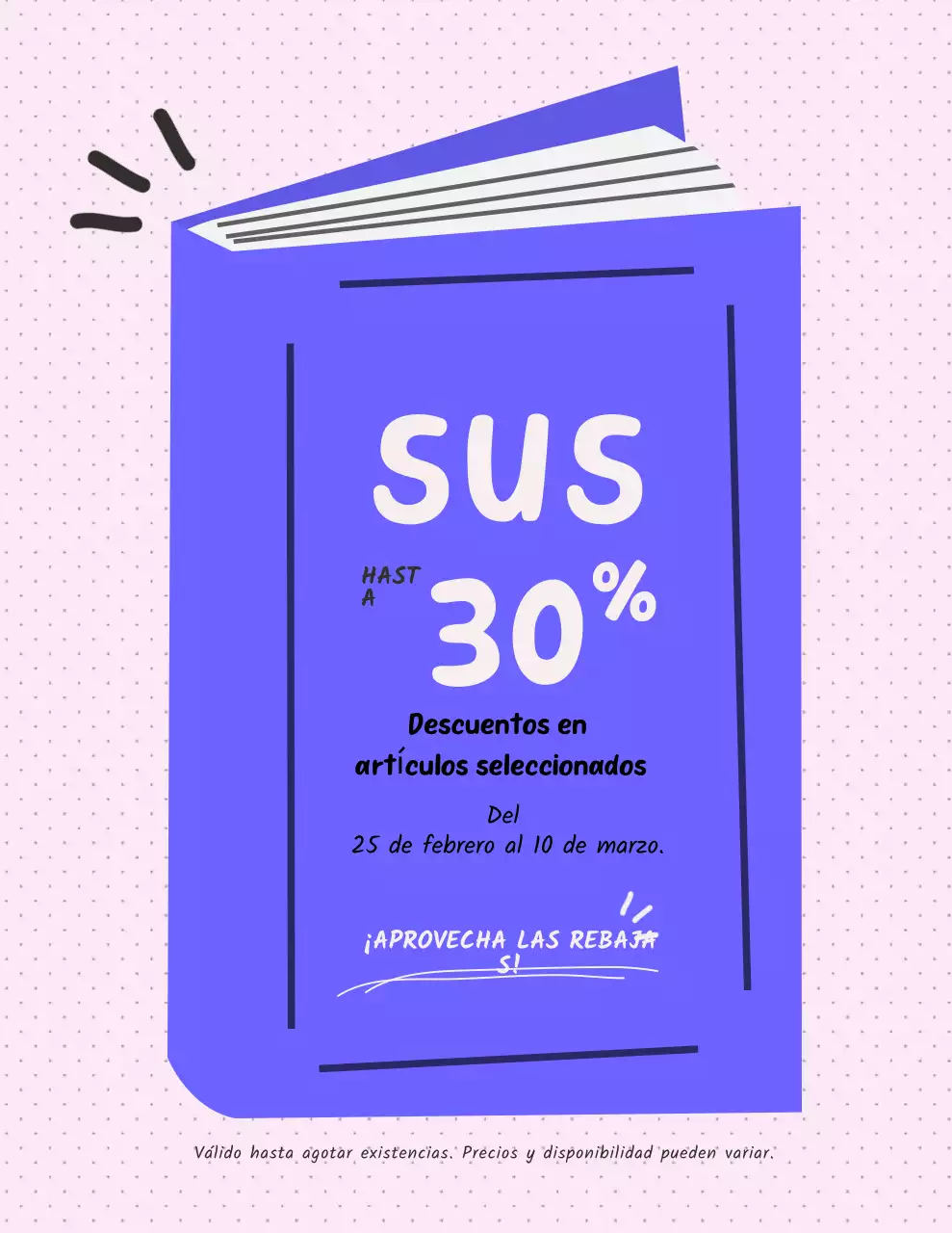 Póster de promoción de venta sencillo de color morado