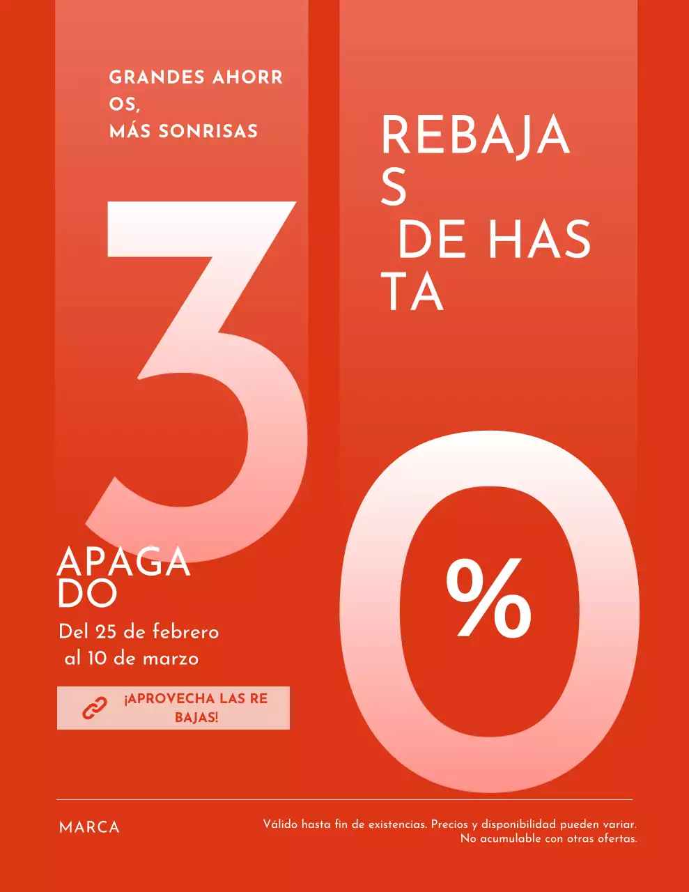 Cartel de promoción de ventas en negrita roja