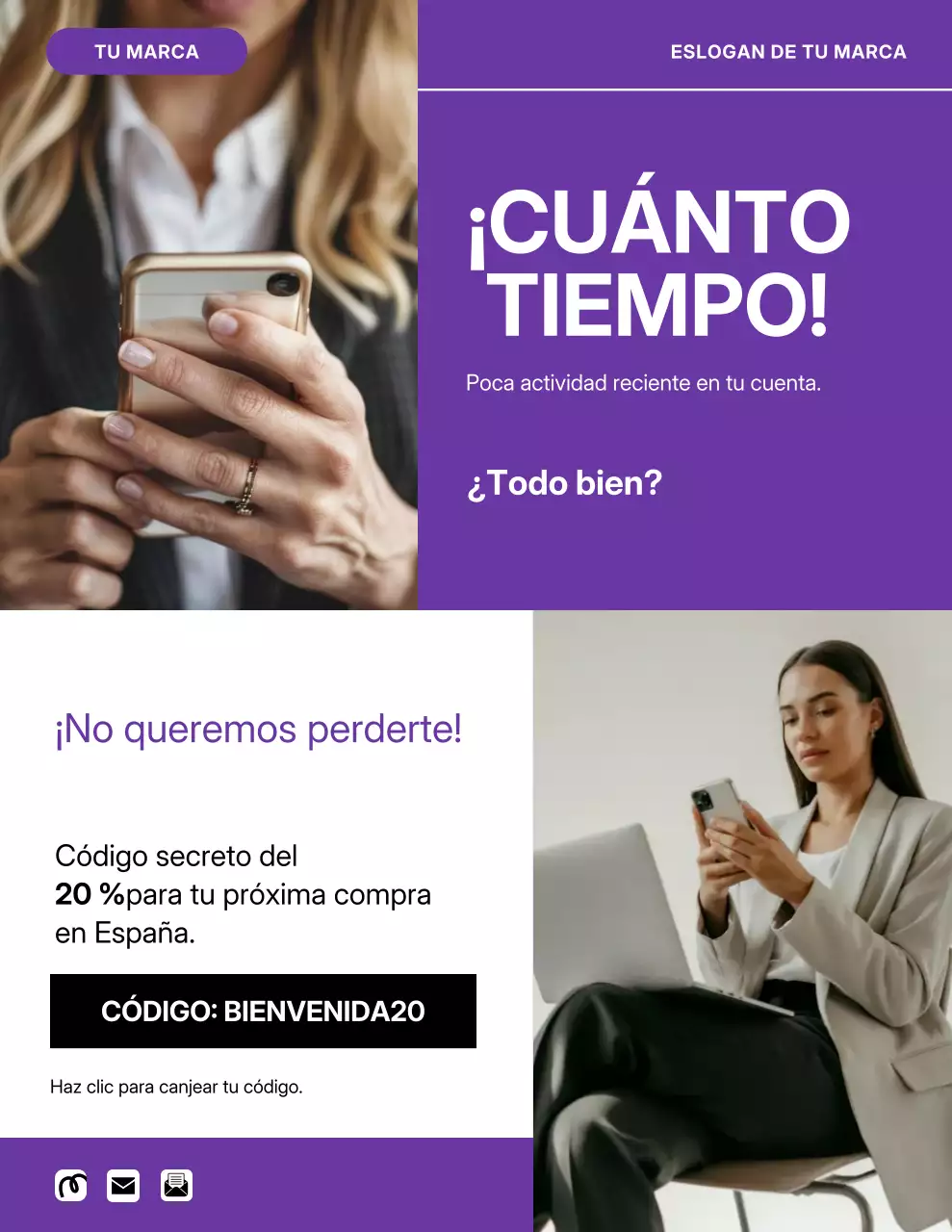 Póster de promoción de descuento moderno morado