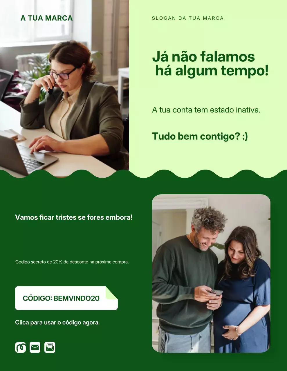 Pôster promocional de reengajamento moderno e verde