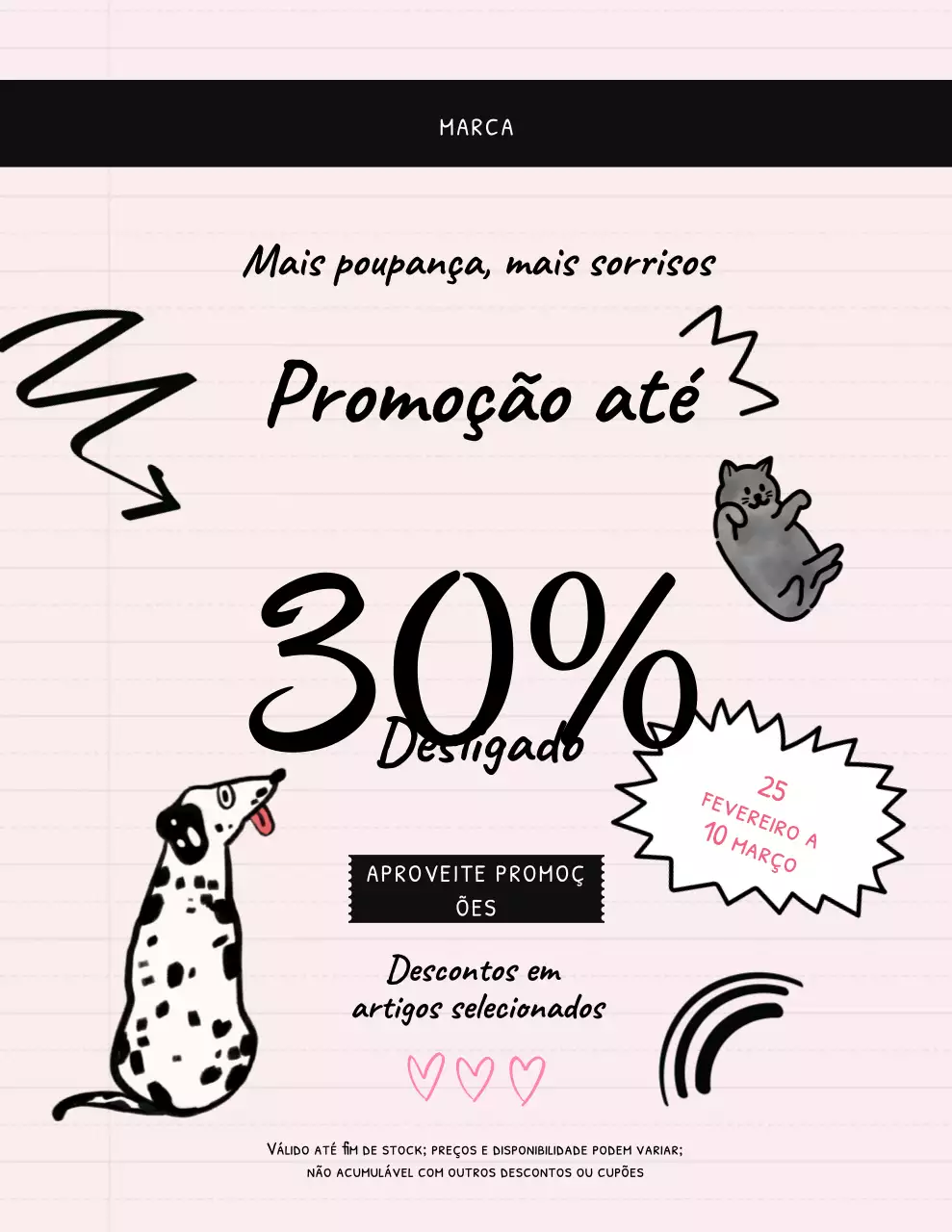 Pôster promocional rosa e divertido