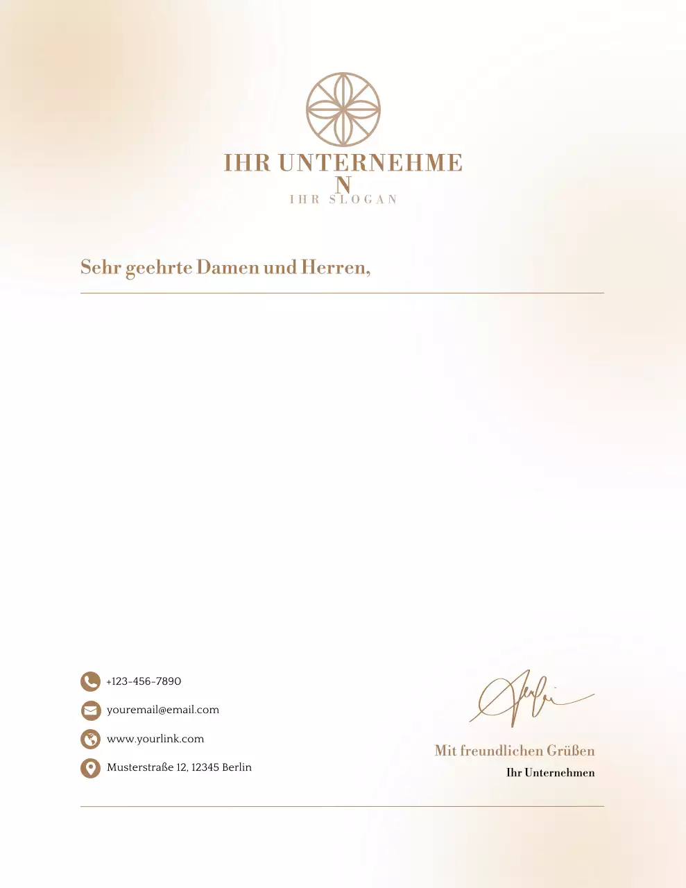 Beigefarbenes professionelles Geschäftsbriefpapier