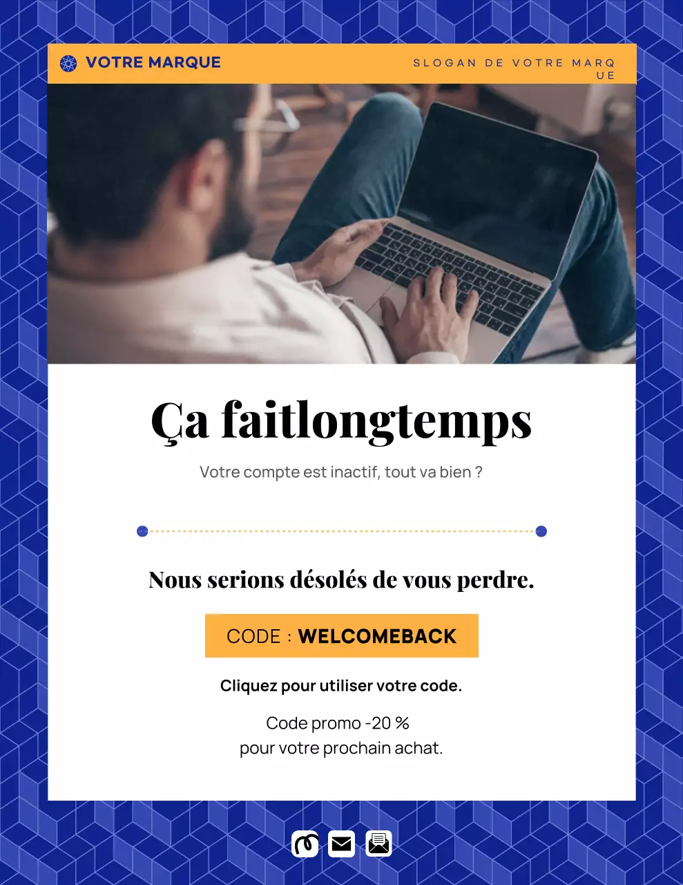 Affiche promotionnelle marketing moderne bleue