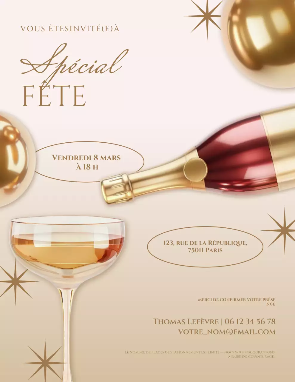 Invitation élégante à une célébration dorée