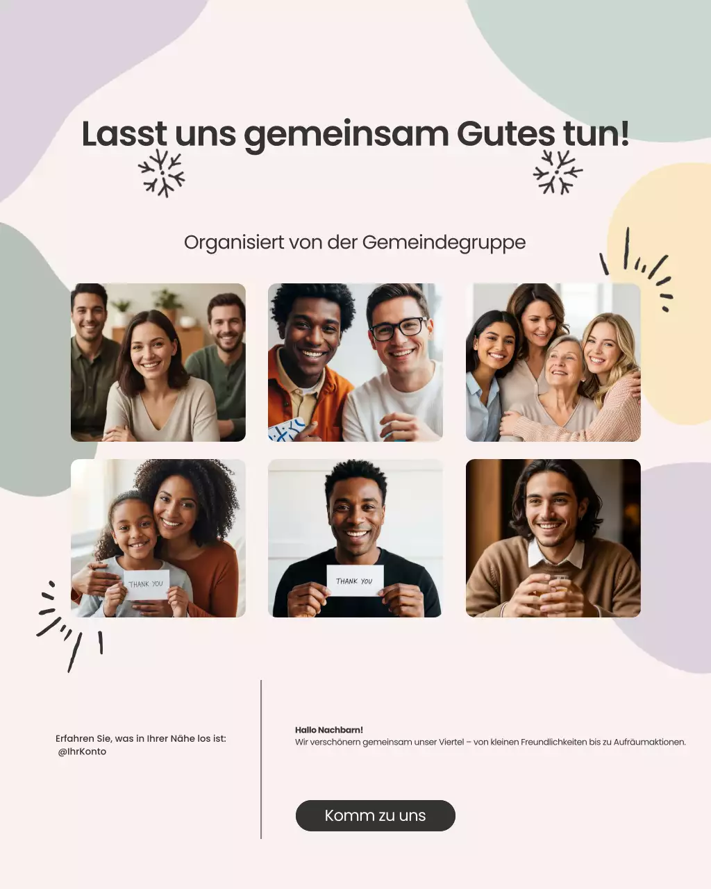 Instagram-Post mit Einladung zur modernen, beigefarbenen Community