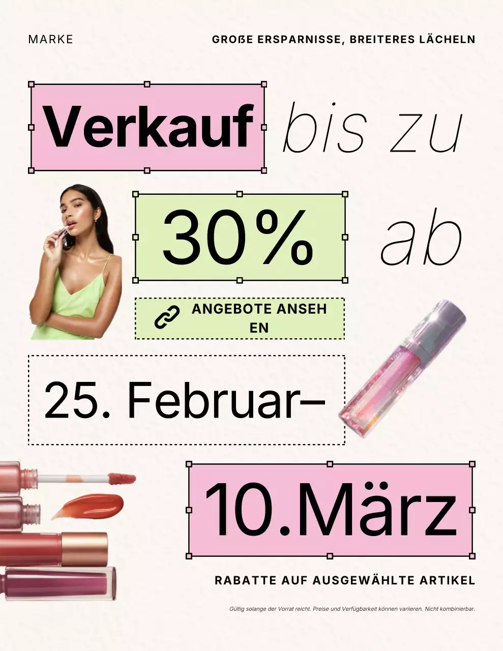 Modernes pinkfarbenes Verkaufsplakat