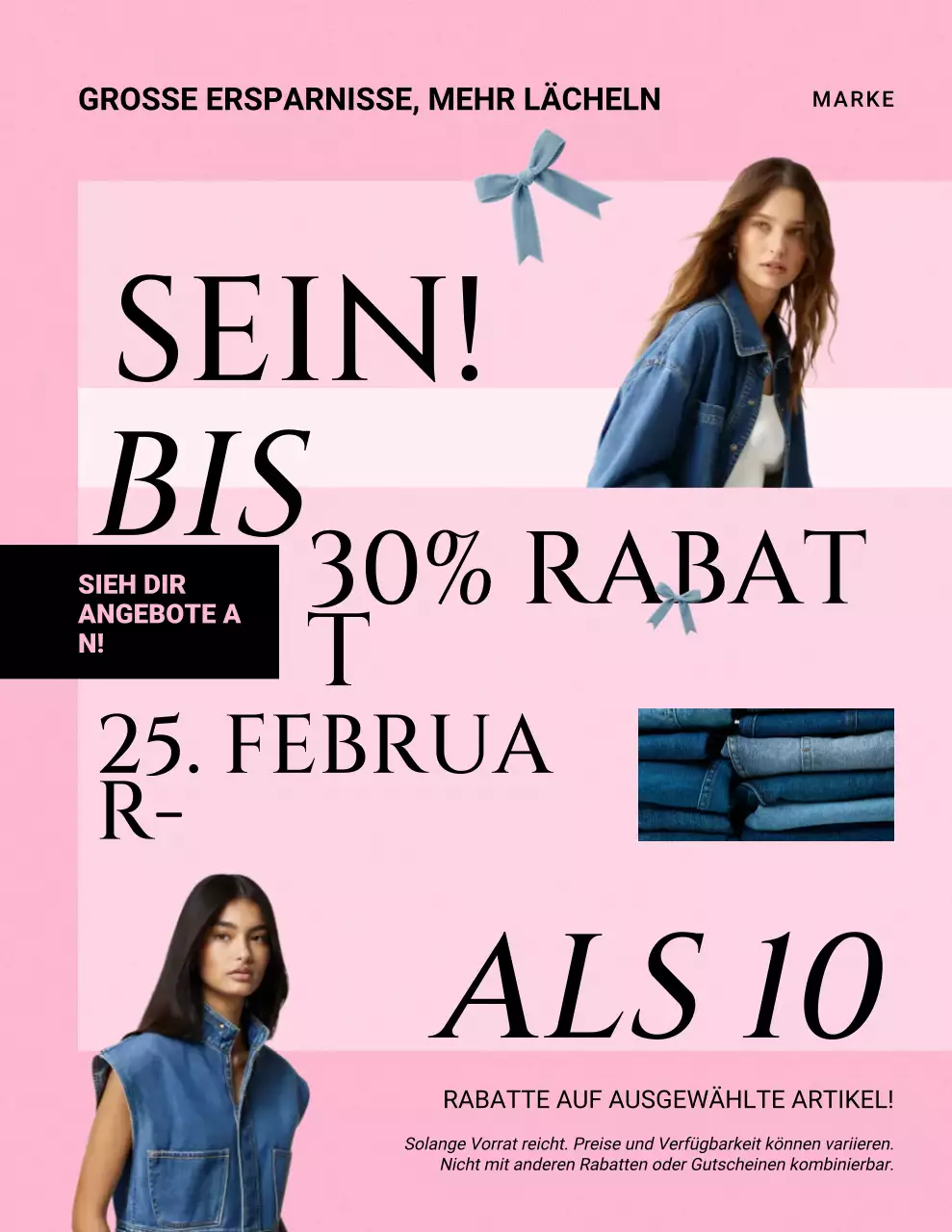 Modernes Verkaufsplakat in Pink und Schwarz