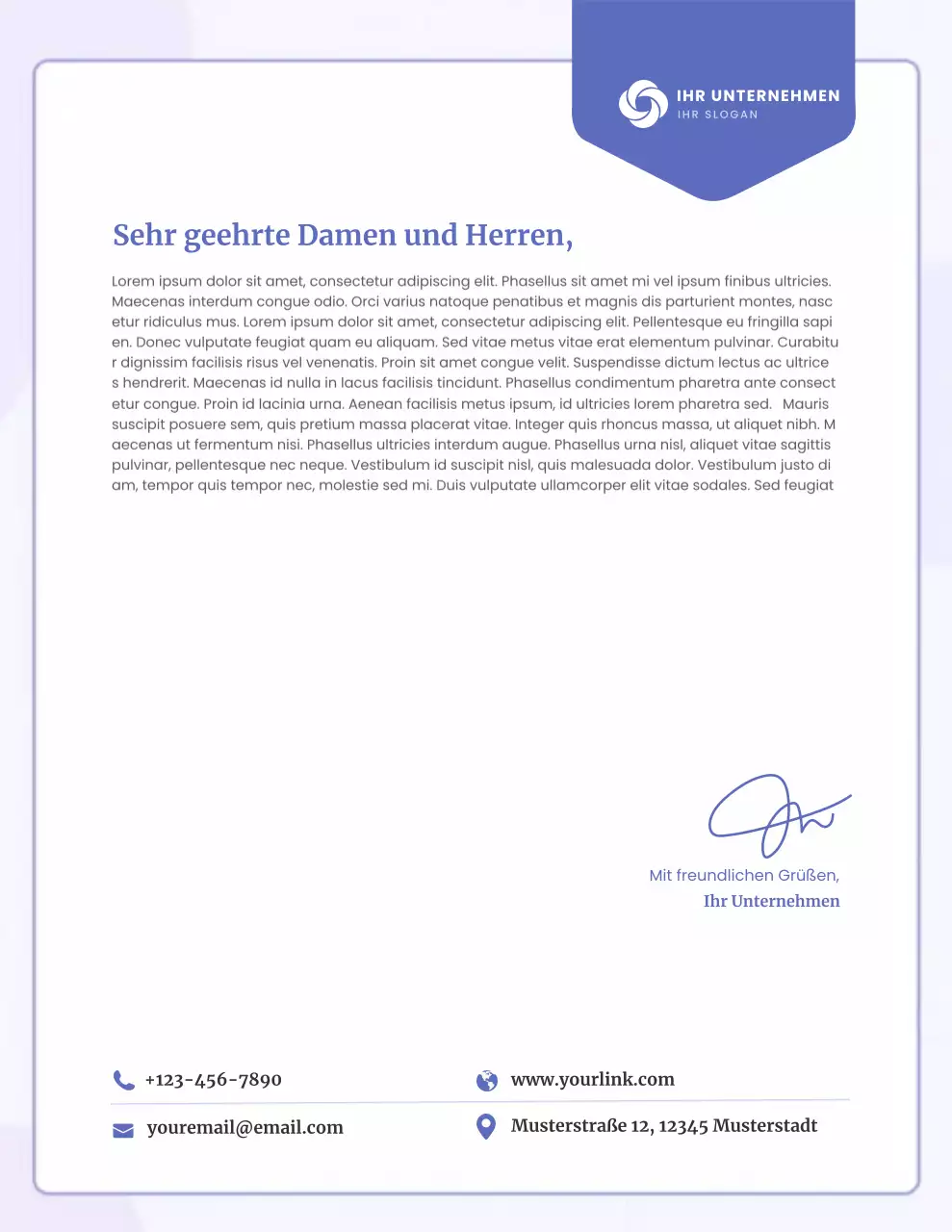 Blaues modernes Geschäftsbriefpapier