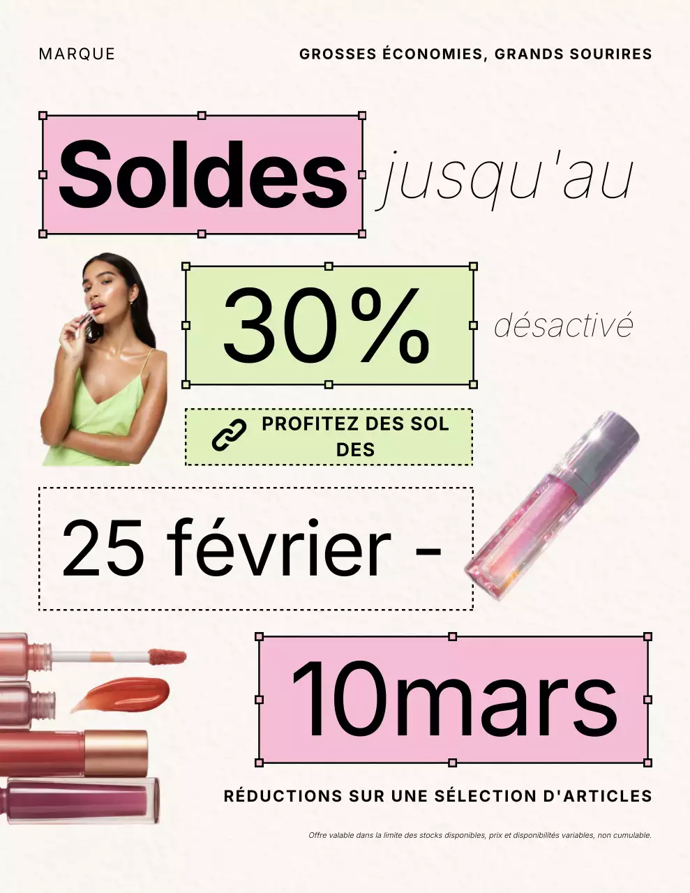 Affiche promotionnelle des ventes rose moderne