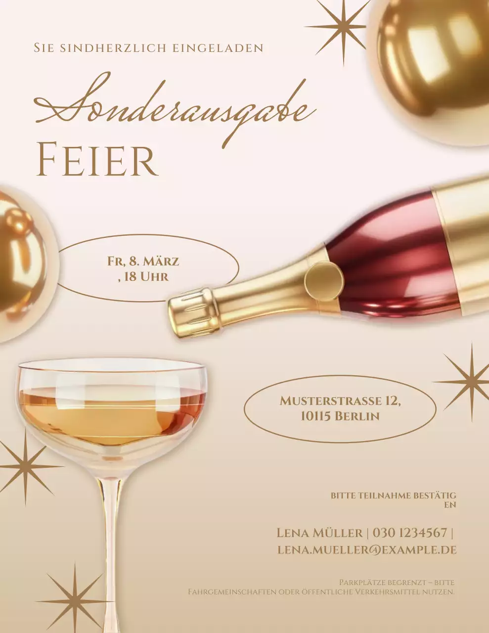 Elegante Einladung zur Feier in Gold