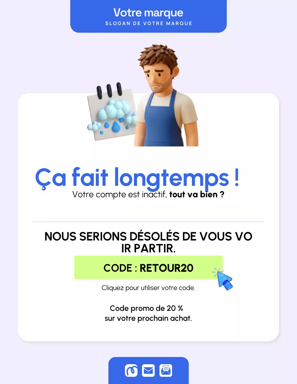 Affiche promotionnelle marketing moderne bleue