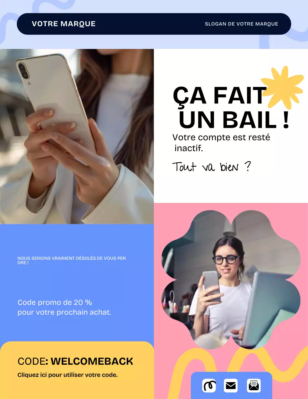 Affiche promotionnelle e-commerce moderne bleue