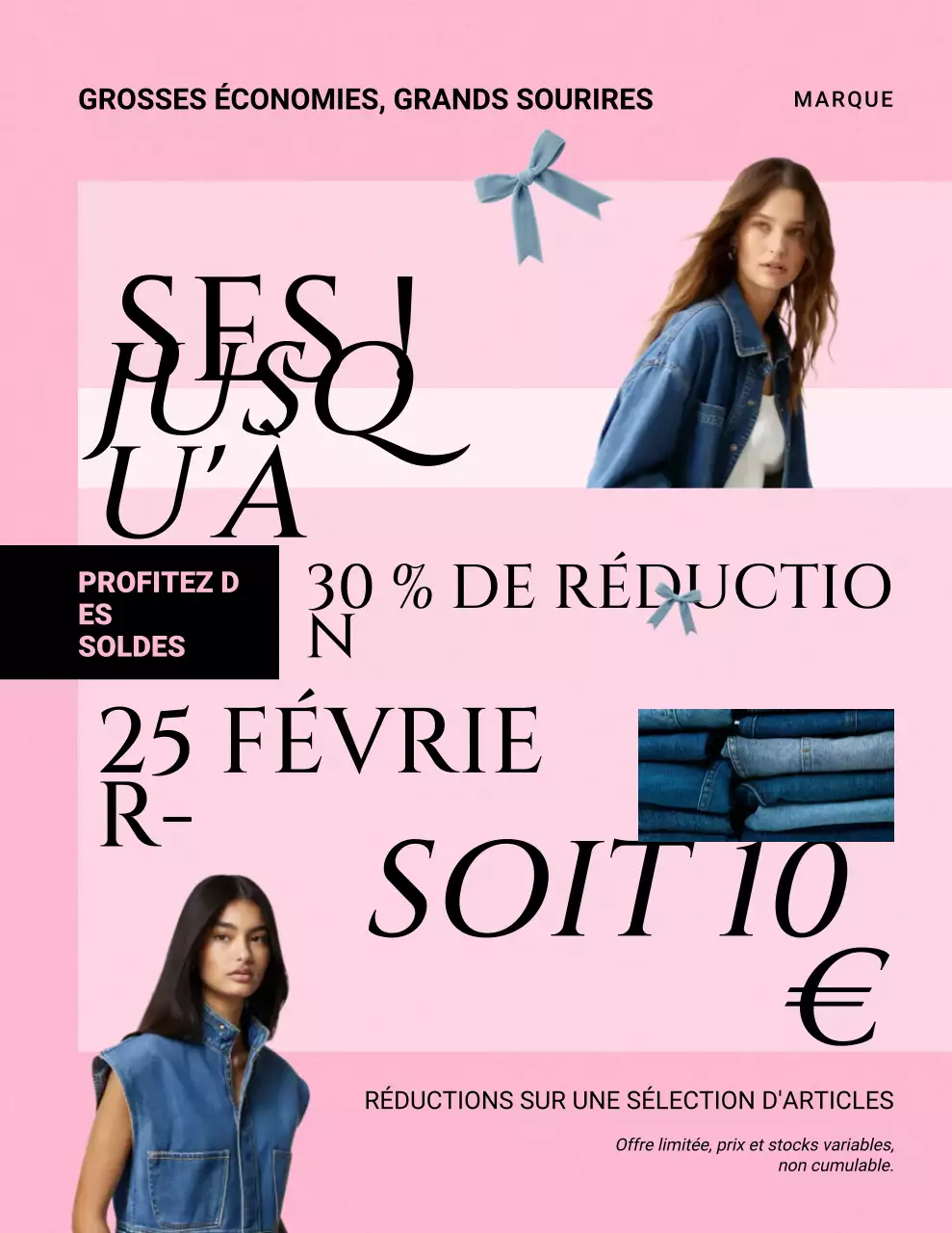 Affiche promotionnelle moderne rose et noire
