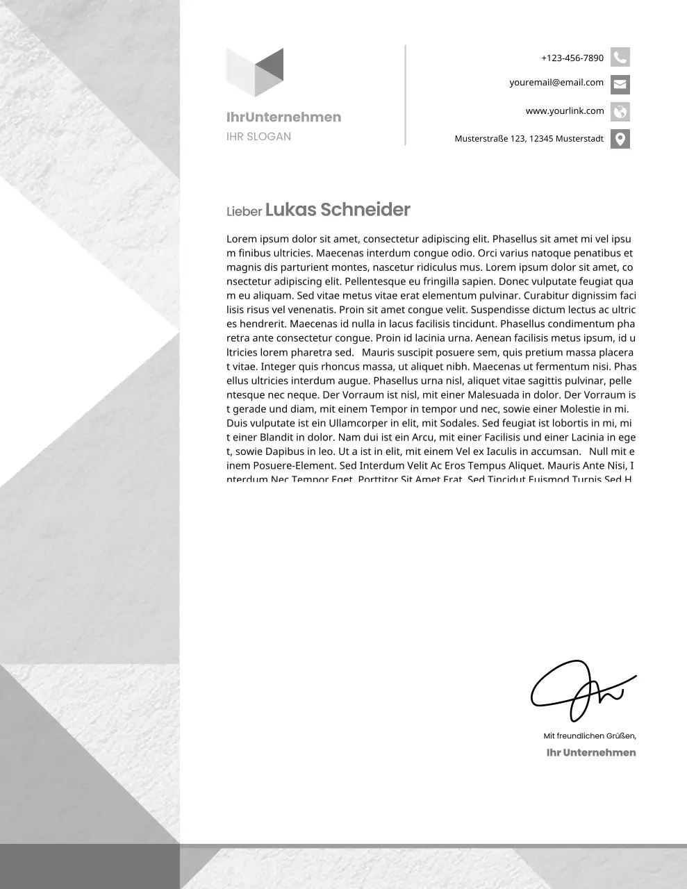 Grauer, moderner Geschäftsbriefkopf