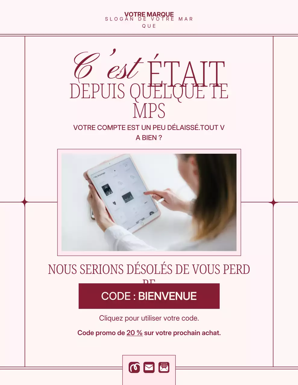 Affiche promotionnelle minimaliste rose pour les clients